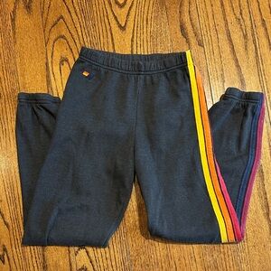 Aviator Nation Kids 5 Stripe Sweatpants size 12 charcoal gray